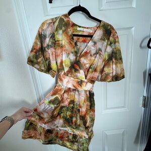 Marie Oliver Callie Belted Silk Blend Mini Dress